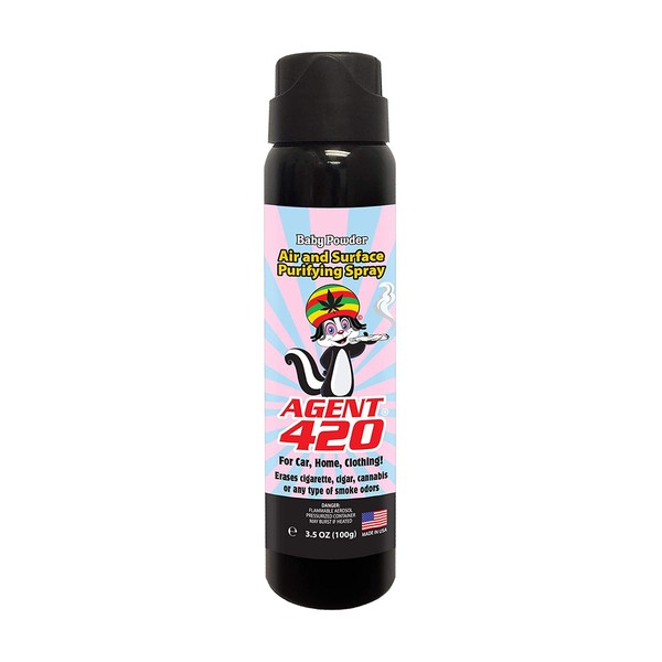 Agent 420-3.5 oz Odor Destroying Spray for Eliminating Unwanted Odors in Your House, Car or Apartment, Freshen Up The Crib (Baby Powder)