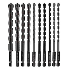 10PCS Masonry Drill Bits Set, Mgtgbao Tile Drill Bit Set for Glass, Brick, Tile, Concrete, Plastic and Wood Tungsten Carbide Tip for Ceramic Tile with Size 5mm 6mm 8mm 10mm 12mm