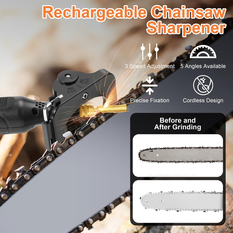 NAZZO Electric Chainsaw Sharpener, Rechargeable Portable Chain Saw Sharpener Tool