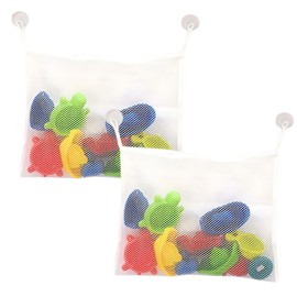 2 PCS Large Bath Toy Storage Mesh Net Bag with Strong Suction Cups for Baby Bath Toys, 45x35cm Dacron Toy Organizer Net for Bathroom and Bedroom Accessories, Keep Your Space Neat and Tidy