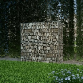 vidaXL Gabion Basket - Galvanized Steel Retaining Wall, Rustproof Outdoor Landscape Design, Size 39.4"x19.7"x39.4", Spot-Welded Grid, Silver