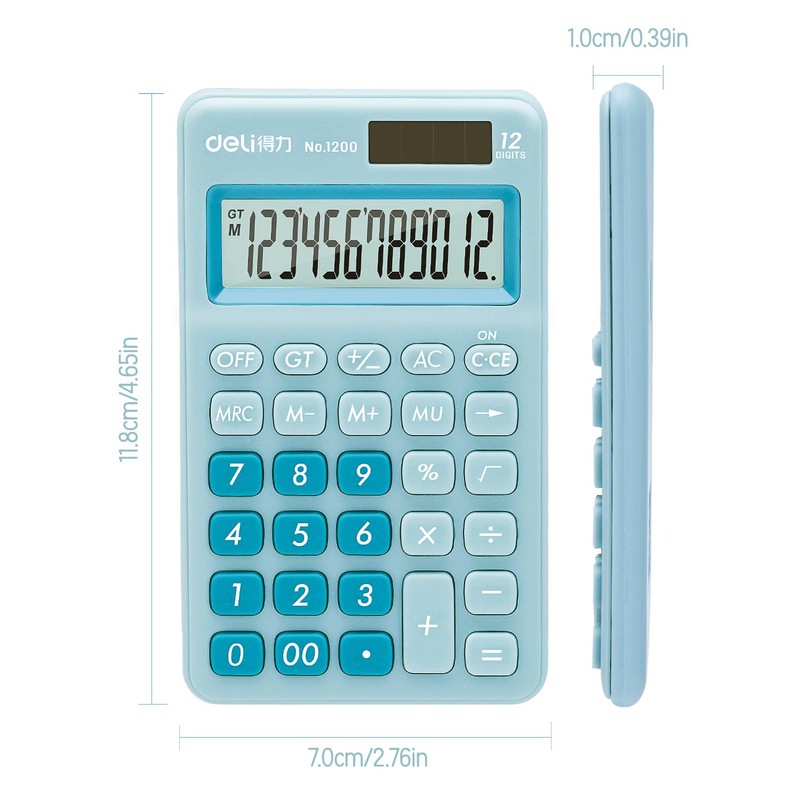 deli Standard Function Basic Calculator, 12 Digit Desktop Calculator with