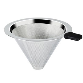 Pour Over Coffee Dripper Slow Drip Paperless Coffee Filter, Double Mesh Stainless Steel Pour Over Coffee Maker for Single Cup Brew Reusable Cone Filter, Coffee Drip Cone, Fine Mesh Strainer(3-4 Cup)