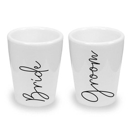 Crazy Paisley Designs -(2) Wedding Shot Glasses for Bride and Groom (1.5 oz.)