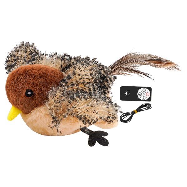 Unbranded Chirping Bird Cat Toy with Remote Control Interactive Plush
