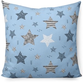 PinkZebra Children's Pillowcase 80 x 80 cm 100% Cotton Pillowcase Boys Oeko-Tex Standard 100 Children's Covers with Zip Stars Blue