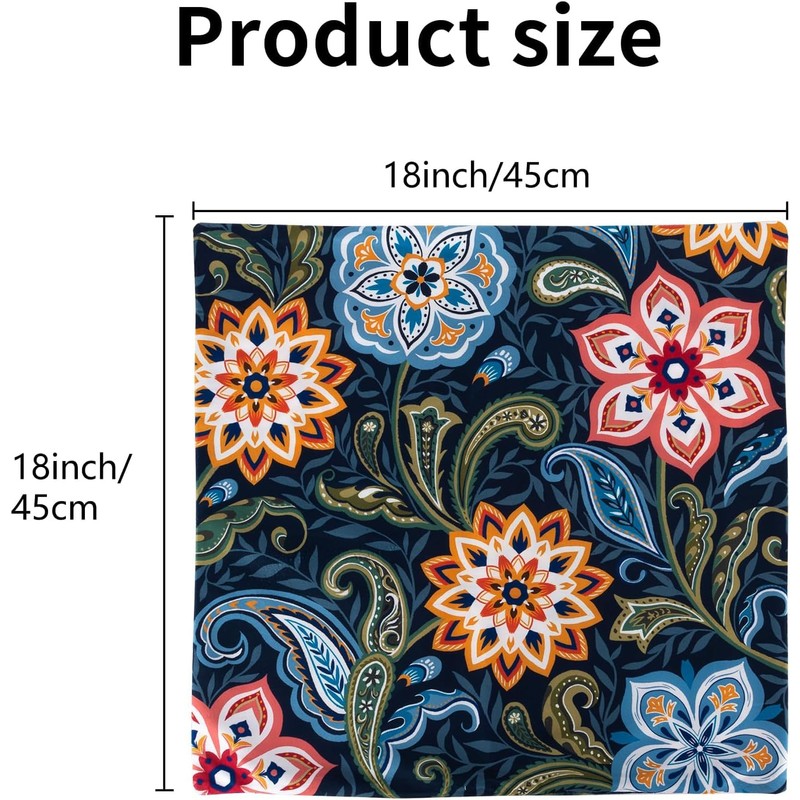 ZFENGYYUAN NAVY Flower Pillow Covers 45x45 cm Cushion Covers Polyester