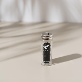 Organic Biodegradable Bamboo Charcoal Dental Floss & Refillable Glass Holder | Vegan | Naturally Waxed with Candelilla Wax | 33yd Thread Spool | Eco-Friendly Zero Waste Oral Care | Mint Flavored