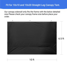 CROWN SHADES SunWall Silver Coated for 10x10 Pop up Canopy Tent, 1 Pack Sidewall Only with Silver Coating (1 Pack, Black)