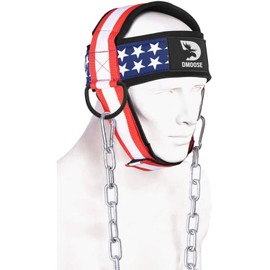 DMoose - Arnés de cuello para levantamiento de pesas, equipo de entrenamiento para entrenamiento, gimnasio, ejercicio, recuperación de lesiones con cadena de acero larga ajustable y correa para mejorar la fuerza muscular