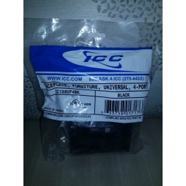 ICC 4-port Universal Furniture Faceplate - 4 x Socket(s) - Black