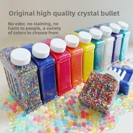 Colored jelly beads about 150000 gel beads crystal marble water absorbing bullet gel ball energy blaster supplement children's toys soft water bullet bubble gel shooter outdoor game supplies for vase filling:_red_Large bottle [about 150000 pieces]