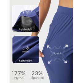 BALEAF Womens Work Pants Petite Dressy with Pockets Ankle 7/8 Business Casual Travel Golf Slacks Stretch Navy Blue L