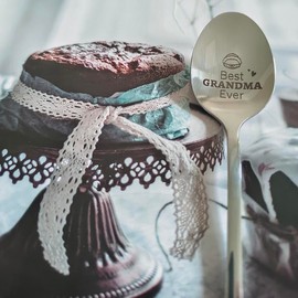 Gifts for Grandma from Granddaughter Grandson Best Grandma Ever Spoon for Grandmother Grandma Mothers Day Birthday Gifts for Grandma Granny Coffee Tea Lovers Gifts Engraved Spoons