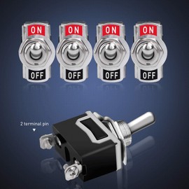 Gebildet Toggle Switch 12V-24V-48V-110V/10A, 220V-230V/6A, ON/OFF Rocker Switch, SPST 2-pin Rocker Toggle Switch for Car Truck Boat (Pack of 6, Black)