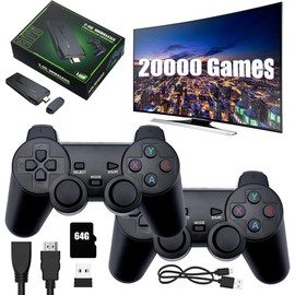 Retro Console Stick, WDKXCN Retrolink Stick, Game Stick, Retro Game Console with Dual 2.4G Wireless Controllers and 15000+ Integrated Games, Game Stick for TV, HDMI Output, Plug & Play, 64G