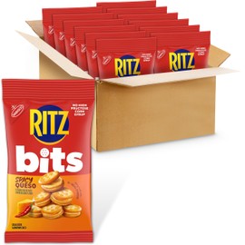 RITZ Bits Spicy Queso Cheese Sandwich Crackers, Snacks for Kids and Adults, Lunch Snacks, 12-3 oz Bags
