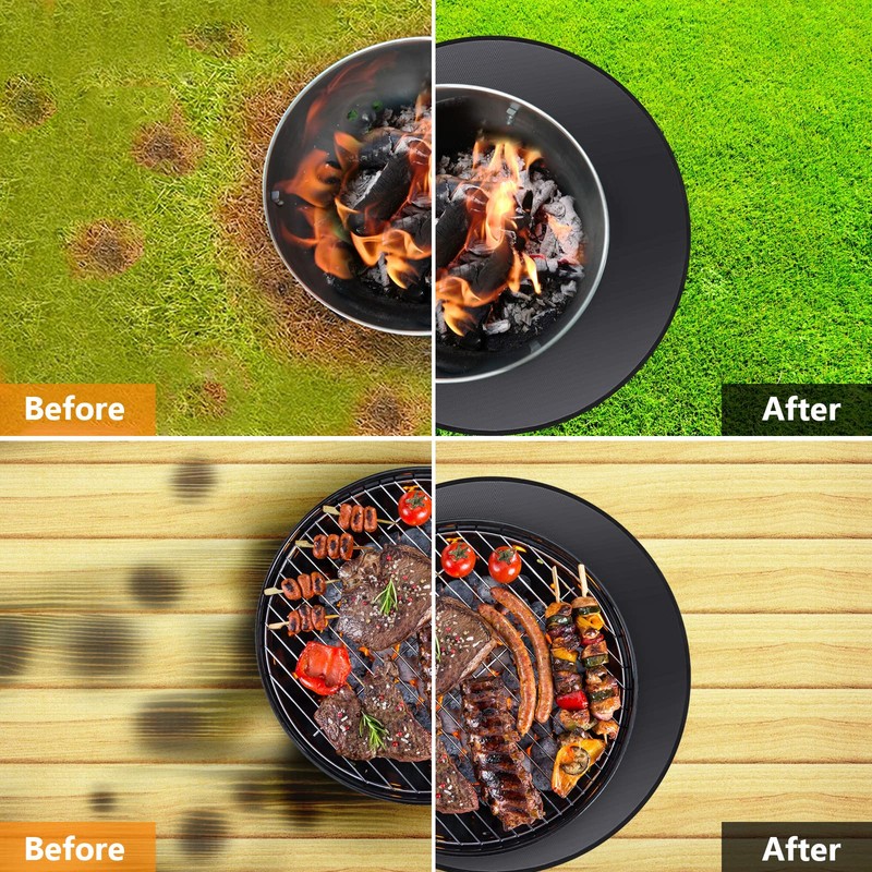 39" Inches Under Grill Mat, 3-Layer Thickened Fire Pit Mat,