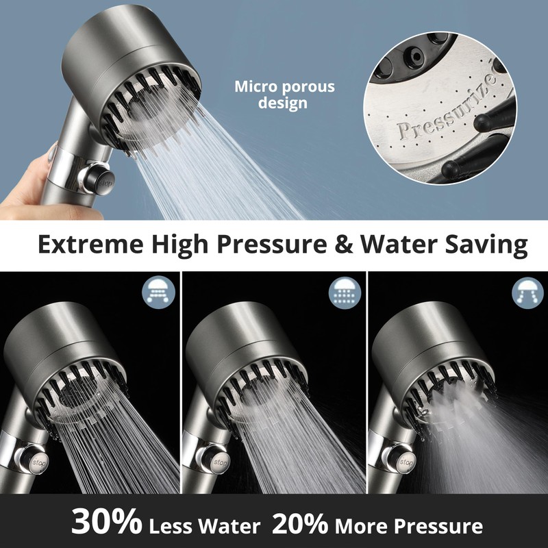 Iopsk Fitered Shower Head with Handheld for Hard Water, High