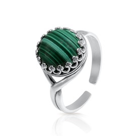 925 Sterling Silver Malachite Rings for Women - Anniversary Rings for Women - Sterling Silver Rings for Women - Dainty Sterling Silver Rings - Sterling Silver Malachite Ring - Anniversary Bands