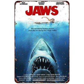 Tin Sign Custom Kraze 1975 Jaws Movie Rusty Look Reproduction Metal Sign 8 x 12