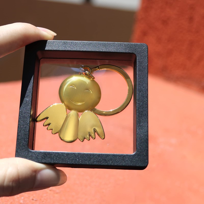 HEZEN Smile Angel Keychain,Car Key Pendant,Key Chain Charm, (Light Gold)