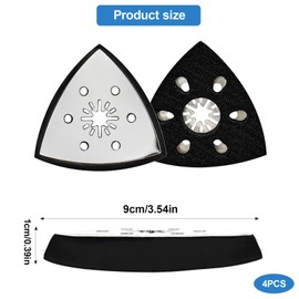 Set of 4 Sanding Plates, Triangle, 93 mm Fine Sanding Plate, Multitool Sanding Disc, Triangle Sander Accessories for Precision Work on Wood, Metal, Hard Plastic, Plaster, Grinding, Rust Removal