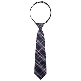 Retreez Stylish Plaid Checkered Woven Microfiber Pre-tied Boy's Tie - Navy Blue and Burgundy - 4-7 years