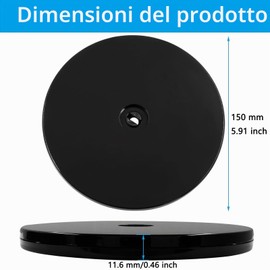 Piatto girevole in acrilico, da 15 cm, girevole a 360°, piastra girevole con cuscinetti a sfera in acciaio, mensole, vassoio girevole multiuso per cucina, portaspezie, artigianato, cosmetici (nero)
