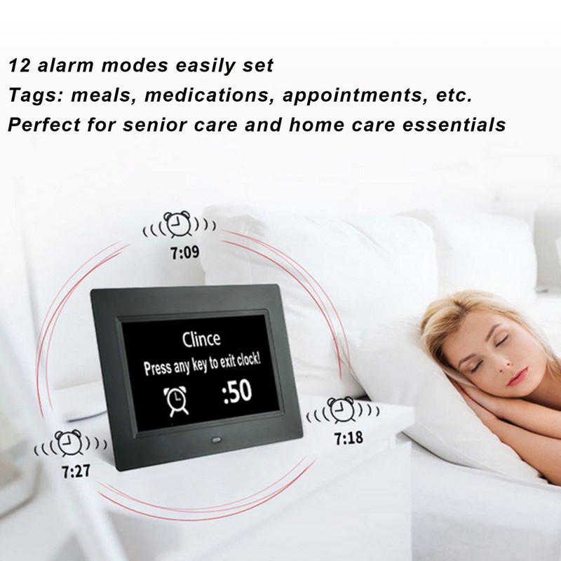 Digital Day Clock 7 Inch Auto Dimmable Clock with Unabbreviated