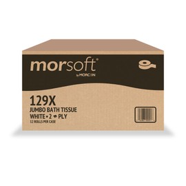 Morsoft by Morcon Jumbo Toilet Paper Rolls, 12 Rolls/Carton, 2-Ply, 100% Recycled Fibers, Soft and Absorbent, Fits in Jumbo Tissue Dispensers, Commercial Toilet Paper