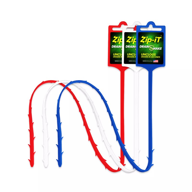 ZIP-IT RWB ZIP IT DRAIN CLEANER, 3-Pack Plastic Drain Stick