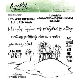 Picket Fence Studios You or WiFi Clear Stamp Set, 6"x6" Island Paradise Theme, Beach Vacation Sentiments
