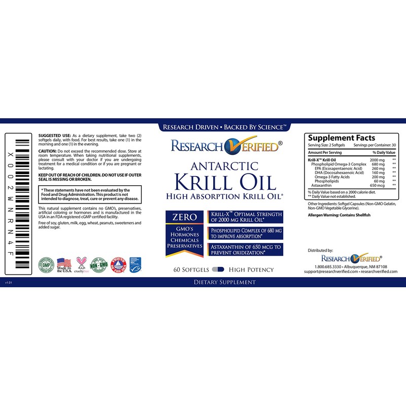 Research Verified Antarctic Krill Oil - Improve Heart Function, Boost