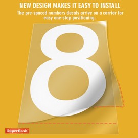 2 inch Reflective Mailbox Numbers for Outside Sticker, Modern Mailbox Number (0-9, 6 Sets) Premium Decal Die Cut and Pre-Spaced - for House, Trash Cans - Self Adhesive Numbers