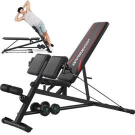 OPPSDECOR 900LBS Adjustable Weight Bench with Hyper Back Extension, Workout Bench, Roman Chair, Sit up Bench, Preacher Curl Bench w/Resistance Bands for Home Gym