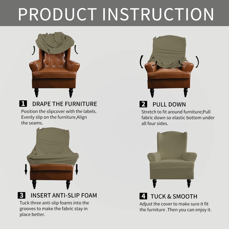 Easy-Going Stretch Wingback Chair Sofa Slipcover 1-Piece Sofa Cover Furniture
