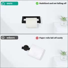 Mooche 17.3cm 304 Edelstahl Toilettenpapierhalter, Klopapierhalter mit federbelasteter Rolle für Badezimmer, 2 Befestigungsmöglichkeiten - Kleben oder gebohrt mit verdeckter Schraube, Schwarz