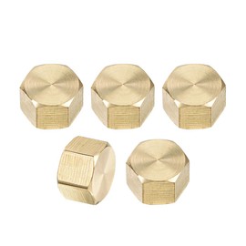 uxcell 1/8-Inch Brass Cap 5pcs PT1/8 Female Pipe Fitting Hex Compression Stop Valve Connector