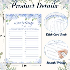 oayGnay Bridal Shower Games, Wedding A-Z, Blue Hydrangea Wedding Game Cards, Bridal Shower Games 25 Guests for Engagement Party, Minimalist Engagement Party Supplies (5"x7") -16
