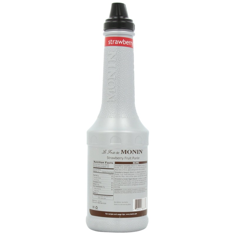 Monin Fruit Puree, Strawberry, 33.8-Ounce Bottles (Pack of 4)