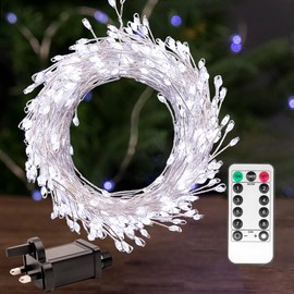 PCORES Fairy Lights Plug in, 10M 300LED Cool White Silver Wire Firecracker Firefly Lights with Remote, Waterproof Copper Wire Lights for Bedroom Wreath Window Wedding Christmas Tree Decoration