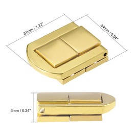 sourcing map Set of 4 Toggle Lock 31 mm Gold Decorative Hasp Jewellery Case Box Catch DE de de