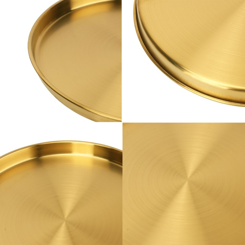 Biugaaufai 6 Pcs 12 Inch Gold Round Serving Tray, Stainless