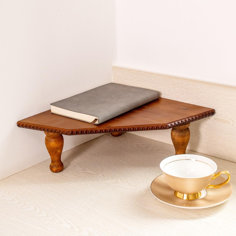 Wood Corner Counter Shelf Framehouse Decorative Tray Stand for Kitchen