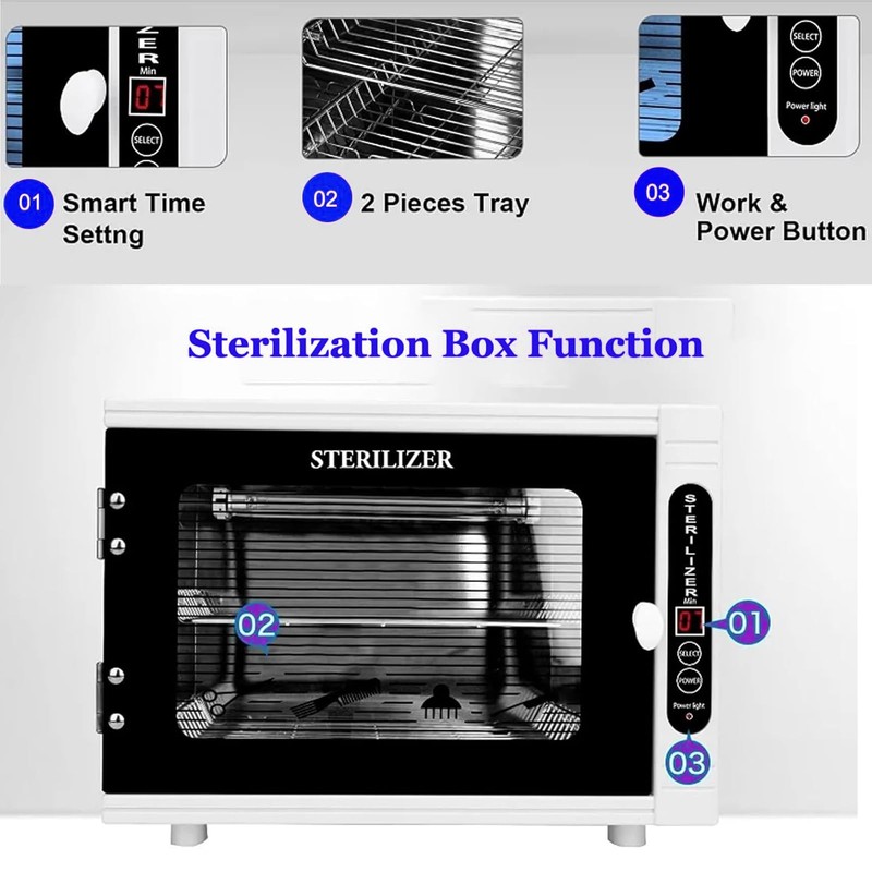 Sterilizer Nail Tool Cabinet, 12L Large Capacity Sterilization Machine Cleaning
