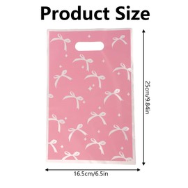 BOXOB 30pcs Pink Bow Goodie Bags, Cute Bow Plastic Gift Pouches Bow-Themed Party Favor Bags for Birthday Parties and Themed Events