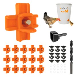 Whimsii Chicken Waterer Nipples, Pack of 15 (Orange), Horizontal Side Mount, Anti-Leak Automatic Water System for Poultry, Suitable for Chickens, Duck, Quail, Includes Drill Bit & Installation Tool