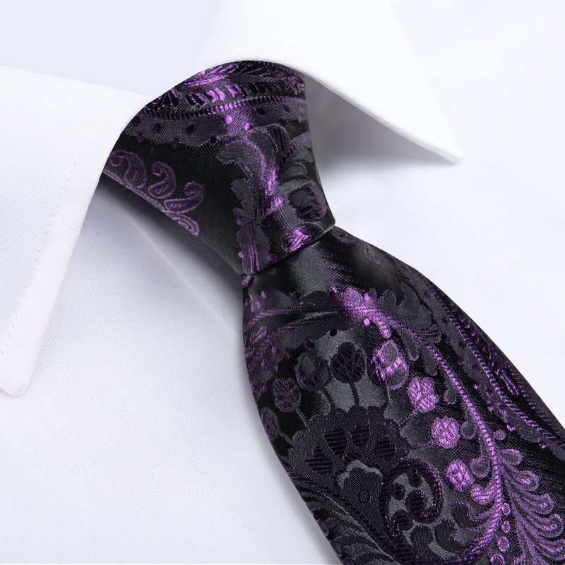 DiBanGu Silk Paisley Ties for Men Woven Necktie and Pocket
