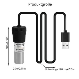 5 W USB Aquarium Heater, Aquarium Temperature Controller with LED Display, External Temperature Controller Aquarium Heater Rod with Built-in Thermometer for 0.5-1 Litre Tank, for Salt Water and